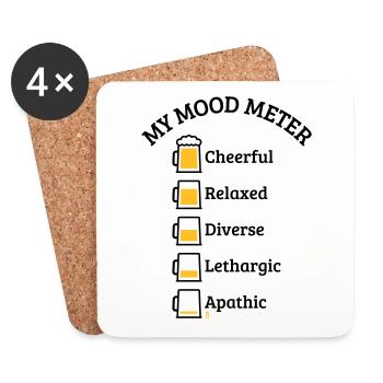 My Mood Meter (Bier / Biertrinker / V3 / POS) - Untersetzer (4er-Set) - Weiß - Vorne