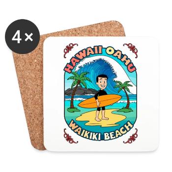 Hawaii Surfer - Untersetzer (4er-Set) - Weiß - Vorne