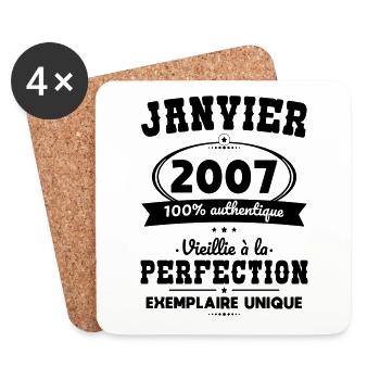 Anniversaire 18 ans - Janvier 2007 Perfection - Dessous de verre (lot de 4) - blanc - Devant