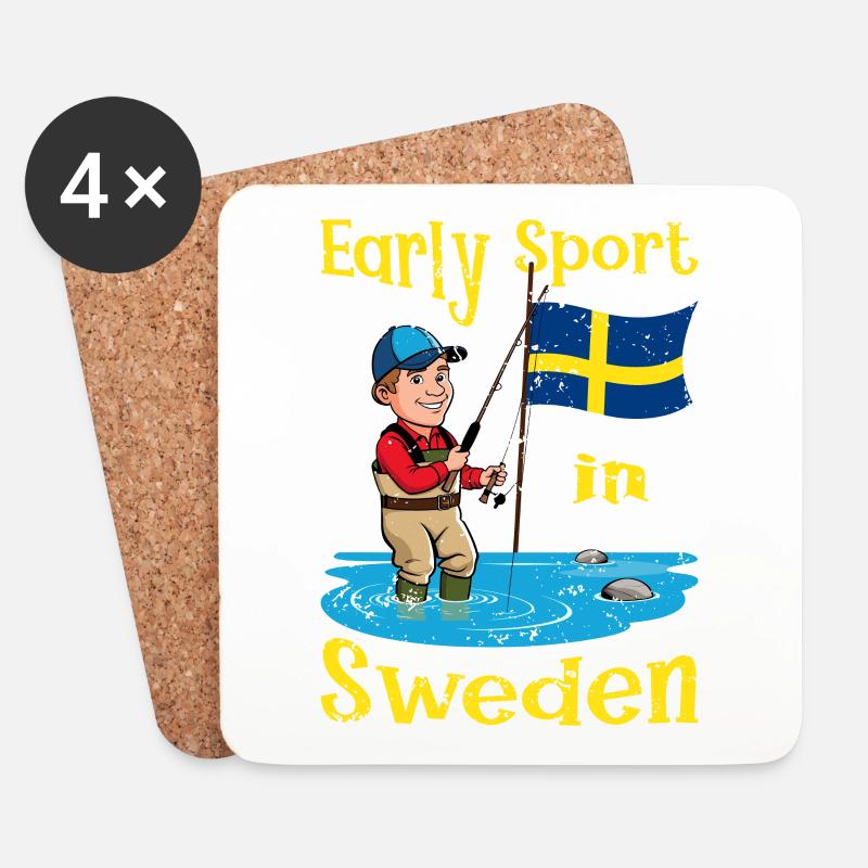 Frühsport in Schweden - Untersetzer (4er-Set) - Weiß