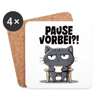 Chat à la pause-café - Dessous de verre (lot de 4) - blanc - Devant