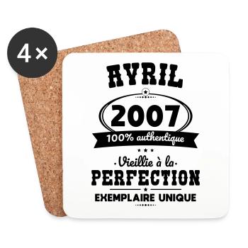 Anniversaire 18 ans - Avril 2007 Perfection - Dessous de verre (lot de 4) - blanc - Devant