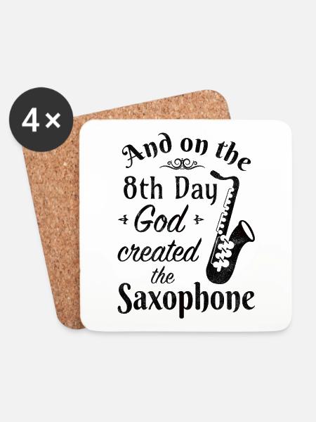 And on the 8th Day God created the Saxophone, schw - Untersetzer (4er-Set) - Weiß