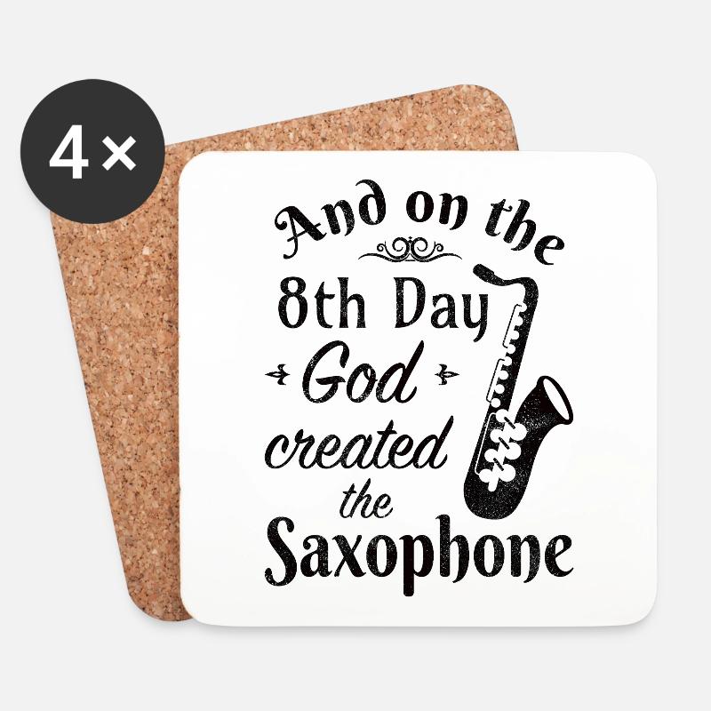 And on the 8th Day God created the Saxophone, schw - Untersetzer (4er-Set) - Weiß