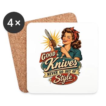 Retro Pinup Knife Style - Coasters (set of 4) - white - Front