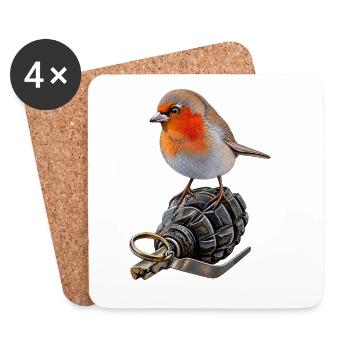 Robin of Peace - Coasters (set of 4) - white - Front