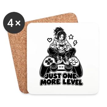 Nur noch ein Level – Gamer auf einem riesigen Controller - Untersetzer (4er-Set) - Weiß - Vorne