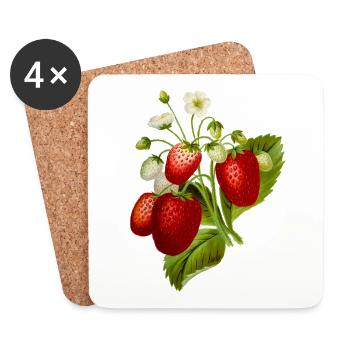 Strawberries Illustration - Coasters (set of 4) - white - Front