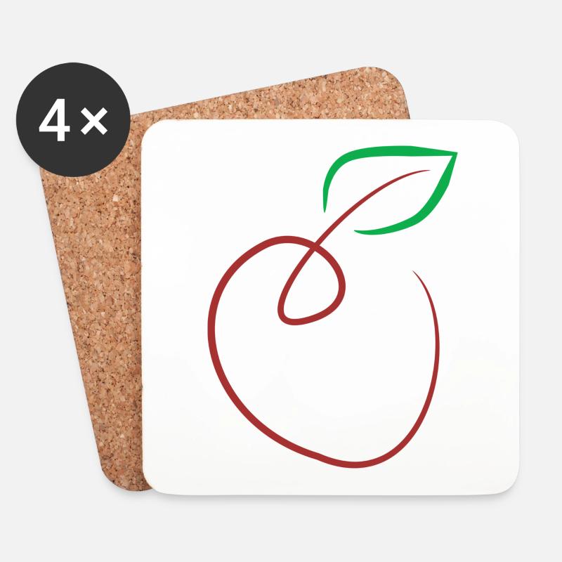 Apfel - Untersetzer (4er-Set) - Weiß
