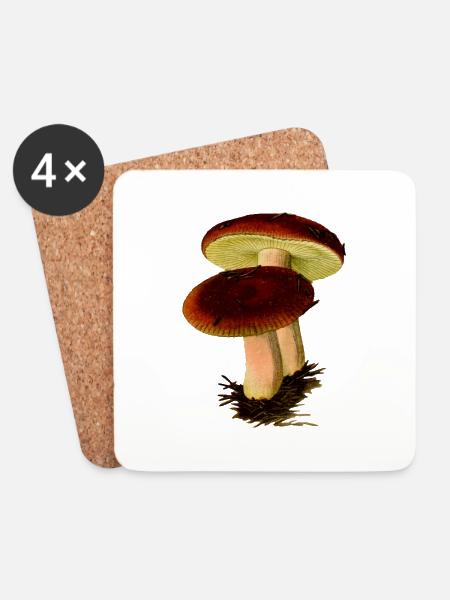 Steinpilz - Untersetzer (4er-Set) - Weiß