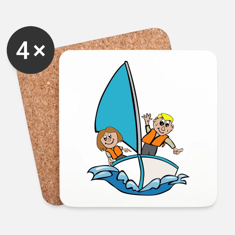 Segelboot - Untersetzer (4er-Set) - Weiß