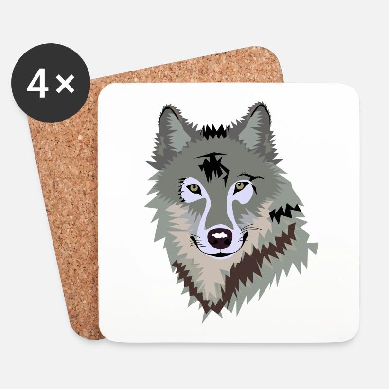 Wolf - Untersetzer (4er-Set) - Weiß