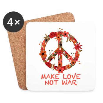 Hippie flowers peace - Coasters (set of 4) - white - Front