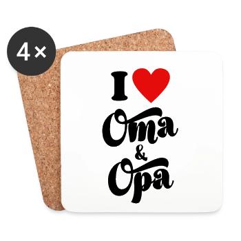 Ich liebe Oma und Opa Grosseltern Omi Opi Geschenk - Untersetzer (4er-Set) - Weiß - Vorne