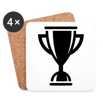 Cup / Trophy / Chalice (Icon / Pictogram) - Coasters (set of 4) - white - Front
