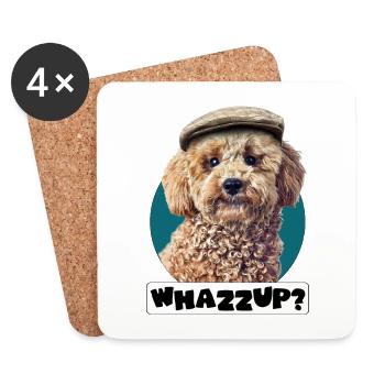 Chien Caniche Pepe whazzup Drôles de phrases cadeau - Dessous de verre (lot de 4) - blanc - Devant