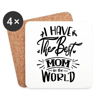 i have the best mom in the world - Dessous de verre (lot de 4) - blanc - Devant