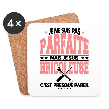 Je ne suis pas parfaite mais je suis bricoleuse - Dessous de verre (lot de 4) - blanc - Devant