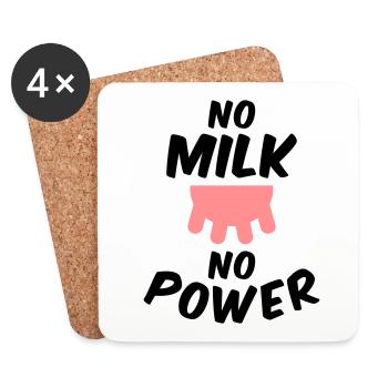 No milk no power (udder) - Coasters (set of 4) - white - Front