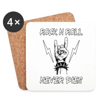 Rock N Roll Never Dies Musique Hard Rock Heavy Metal - Dessous de verre (lot de 4) - blanc - Devant