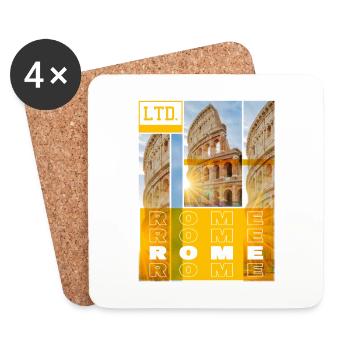 Rome Rome Italy City Skyline Home Love - Coasters (set of 4) - white - Front