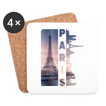 Paris France Ville Skyline Accueil Amour - Dessous de verre (lot de 4) - blanc - Devant