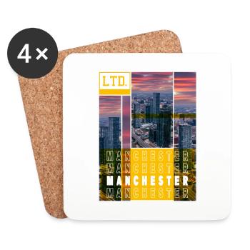Manchester England UK City Skyline Home Love - Coasters (set of 4) - white - Front