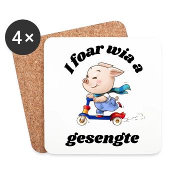 gsengte Sau - Bavarian saying - Coasters (set of 4) - white - Front