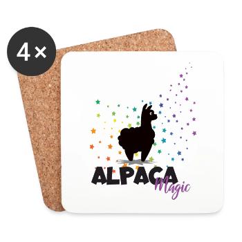 Alpaca Magic Alpaka Regenbogen Sterne Alpaka - Untersetzer (4er-Set) - Weiß - Vorne