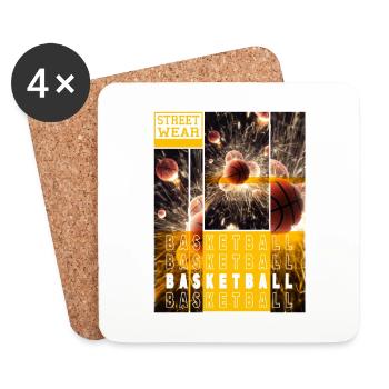 Basketball Basketballer Dunking Sport Vintage - Untersetzer (4er-Set) - Weiß - Vorne