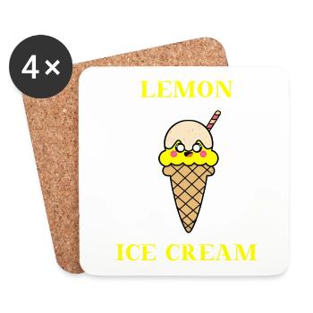 Lemon Ice Cream sweet cute gift idea ice cream - Coasters (set of 4) - white - Front