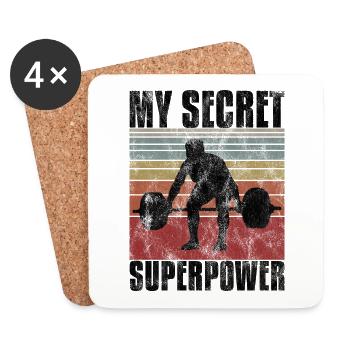 La musculation est mon super pouvoir secret Bodybuilder - Dessous de verre (lot de 4) - blanc - Devant