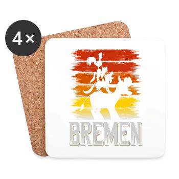 Brême Allemagne City Skyline Vintage Retro - Dessous de verre (lot de 4) - blanc - Devant
