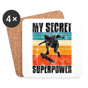 My Secret Superpower Skateboard Skateboarder Skate - Untersetzer (4er-Set) - Weiß - Vorne