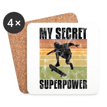 My Secret Superpower Skateboard Skateboarder Skate - Untersetzer (4er-Set) - Weiß - Vorne