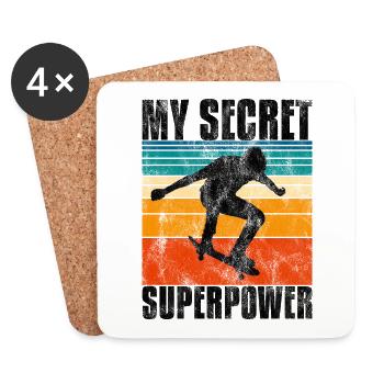 My Secret Superpower Skateboard Skateboarder Skate - Untersetzer (4er-Set) - Weiß - Vorne