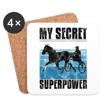 My Secret Superpower Trotting Race Trabreiter Sulky - Coasters (set of 4) - white - Front