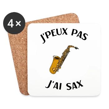 Saxophone humour saxophoniste homme femme - Dessous de verre (lot de 4) - blanc - Devant