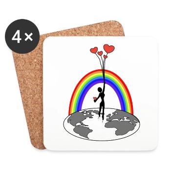 Freedom - Love makes you free - Coasters (set of 4) - white - Front