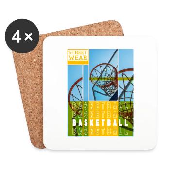 Basketteur Basketteur Basket Dunking Sport Vintage - Dessous de verre (lot de 4) - blanc - Devant