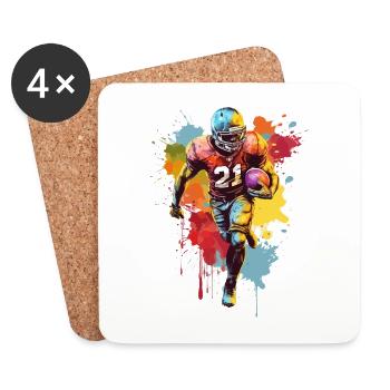 Joueur de football américain USA Sport Colorful Splash - Dessous de verre (lot de 4) - blanc - Devant