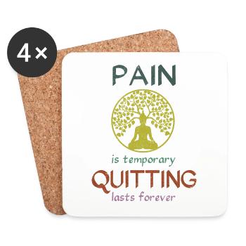 Pain is temporary quitting lasts forever Meditatio - Untersetzer (4er-Set) - Weiß - Vorne