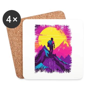 Randonnée, Montagne, Alpinisme, Escalade, Nature - Dessous de verre (lot de 4) - blanc - Devant