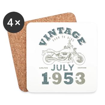 Born in July 1953 70 years old motorcycle - Coasters (set of 4) - white - Front