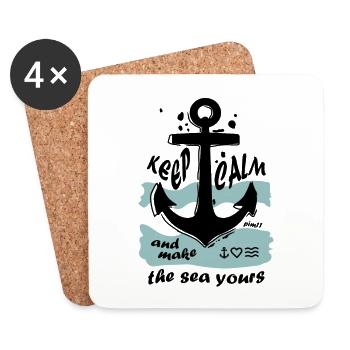 Sea Keep calm - Coasters (set of 4) - white - Front