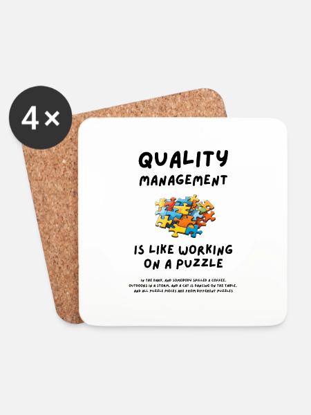 Qualitätsmanagement ist wie die Arbeit an einem Puzzle - Untersetzer (4er-Set) - Weiß
