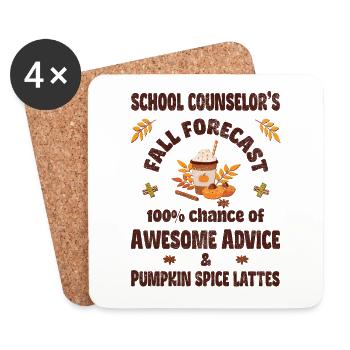 Conseiller scolaire, conseils et lattes aux épices à la citrouille - Dessous de verre (lot de 4) - blanc - Devant