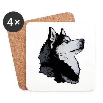Husky Kopf - Untersetzer (4er-Set) - Weiß - Vorne