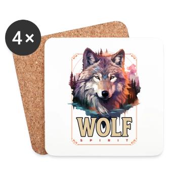 Wolf Wolfskopf Natur Wildnis Abenteuer Wald Kunst - Untersetzer (4er-Set) - Weiß - Vorne