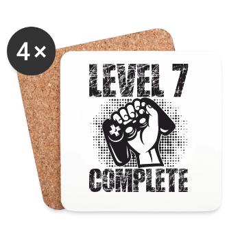Niveau 7 Cadeau d’anniversaire complet 7 ans Joueur - Dessous de verre (lot de 4) - blanc - Devant